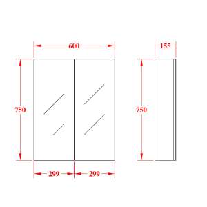 Evie Shaving Cabinet  – Double Doors – Dark Brown – 600mm |
  EVSC60-DB
