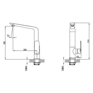 Kara Sink Mixer – Black & Rose Gold Handle | HYB11-101MB-R