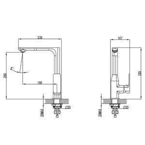 Seto Sink Mixer – Black & Rose Gold Handle | HYB66-101MB-R