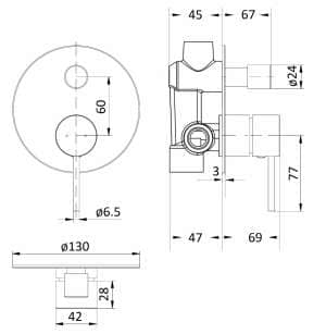 Hali Wall Mixer With Diverter – Gunmetal | HYB88-501GM