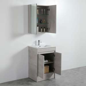 Nova Plywood Shaving Cabinet  – Concrete Grey – 600x750x155mm | NCSV600