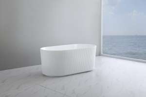 Ally Groove – Oval  Freestanding Bathtub – Gloss White – 1500mm | AGV1500GW