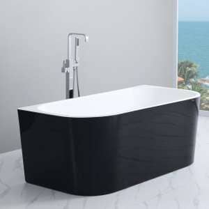 Elivia Back to Wall Bathtub – Gloss
 Black/White – No Overflow – 1700mm | ELBT1700B