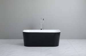 Elivia Back to Wall Bathtub – Gloss
  Black/White – No Overflow – 1500mm | ELBT1500B