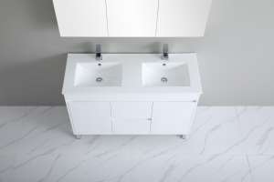 White 
 PVC Freestanding Vanity – Center Drawers – Double Bowl – 1200mm |
 P124DLG