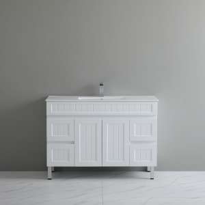 Acacia Shaker Floor PVC Vanity – Single Bowl – Matte White – 1500mm | AC154L-MW