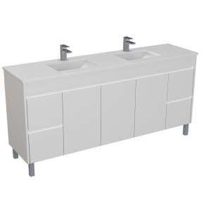 White 
 PVC Floorstanding Vanity – Side Drawers – 1800mm | P184LG