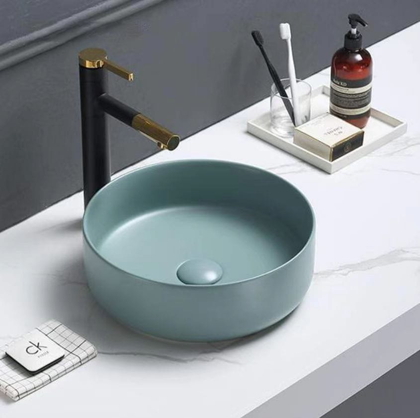 Above Counter Ceramic Basin - Matt Green - Round - 346mm | PA3535GN