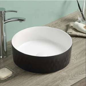 Above Counter Ceramic Basin – Matt  Black/White – Round – 360mm | PA3636BW
