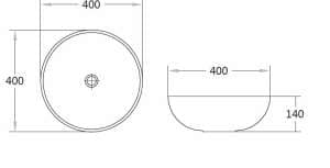 Above Counter  Ceramic Basin – Matt Grey – Round – 400mm | PA4040MG