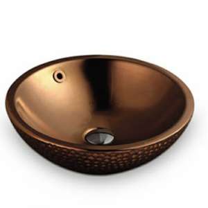 Above Counter Ceramic Basin – Overflow –  Rose Gold – Round – 435mm | PA4343RG