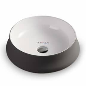 Above Counter Ceramic Basin – Grey/Gloss  White – Round – 455mm | PA4545GW