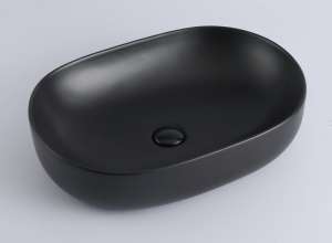 Above Counter Ceramic Basin – Matt Black
  – Oval – 490mm | PA4935MB