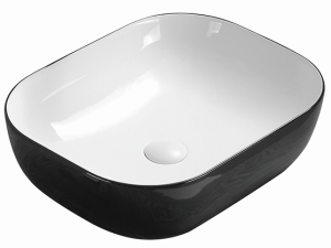 Above Counter Ceramic Basin – Matt Black/White – Rectangle – 505mm | PA4939BW