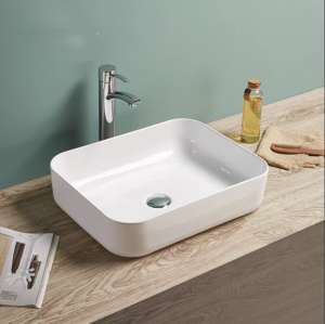 Above Counter Ceramic Basin – Gloss White
  – Rectangle – 500mm | PA5039