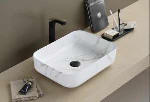 Above Counter Ceramic Basin – Carrara –
 Gloss White – Rectangle – 500mm | PA5039MC
