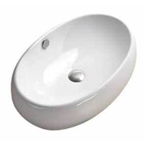 Above Counter Ceramic Basin – Overflow –
 Gloss White – Oval – 570mm | PA6040