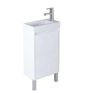White 
 PVC Wall Hung Vanity With Poly Top – Left Hand Hinge – 450mm |
 P42LLG-PT