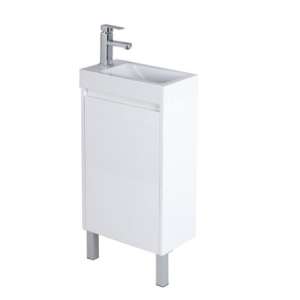 White 
 PVC Wall Hung Vanity With Poly Top – Right Hand Hinge – 450mm |
 P42RLG-PT
