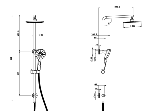 Cora Multi-function Shower Set 200 mm – Matt Black | PHC4502R-B