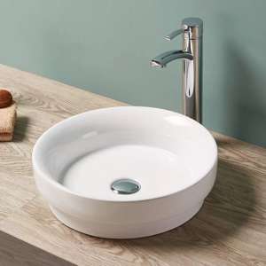 Insert Ceramic Basin – No Overflow – No
  Tap Hole – Gloss White – Round – 400mm | PI4040