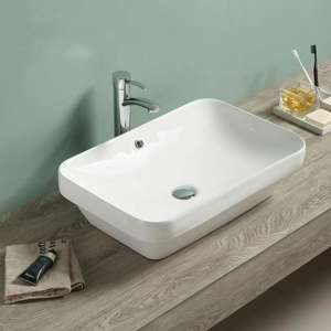 Insert Ceramic Basin – Overflow – Gloss
  White – Rectangle – 605mm | PI6040