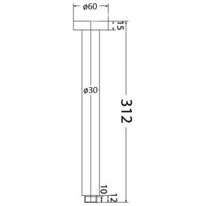 Round Vertical Shower Arm – Brushed Nickel | PRY001-BN