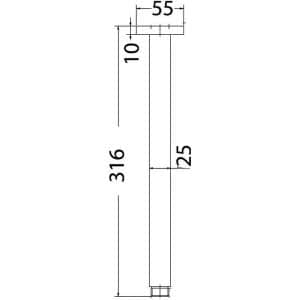 Square Vertical Shower Arm – Matt Black | PRY002-B