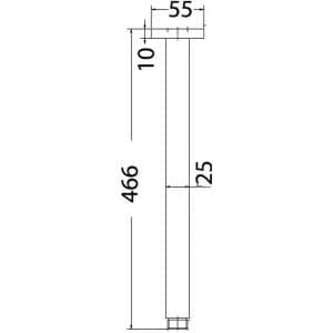 Square Vertical Shower Arm – Chrome | PRY002A