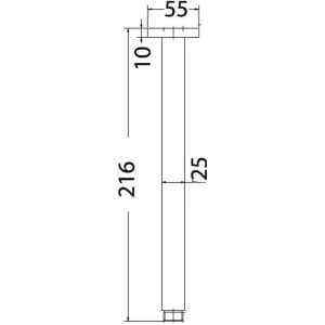 Square Vertical Shower Arm – Chrome | PRY002C