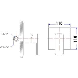 Nova Round Cornered Rectangle Handle Wall Mixer | PSR3001SB