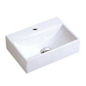 Above Counter/Wall Hung Ceramic Basin –
  Overflow – Tap Hole – Gloss White – Rectangle – 330mm | PW3329
