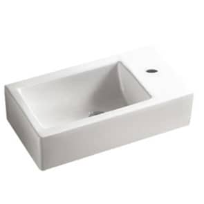 Wall Hung Ceramic Basin – Left Hand Bowl
  – No Overflow – Right Tap Hole – Gloss White – Rectangle – 500mm | PW5025L