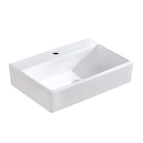Above Counter/Wall Hung Ceramic Basin –
  No Overflow – No Tap Hole – Gloss White – Rectangle – 520mm | PW5236