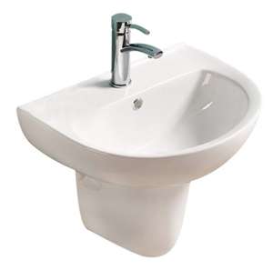 Wall Hung Ceramic Basin – Overflow – Tap  Hole – Gloss White – Round – 550mm | PW5443B