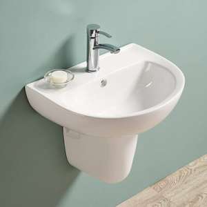 Wall Hung Ceramic Basin – Overflow – Tap  Hole – Gloss White – Round – 550mm | PW5443B