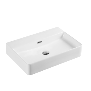 Above Counter/Wall Hung Ceramic Basin –
  Overflow – No Tap Hole – Gloss White – Rectangle – 600mm | PW6042NTH
