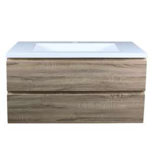 Qubist Wood Grain
  PVC Filmed – Wall Hung Vanity – Single/Double Bowl – White Oak – 1200mm |
  Q1246WO