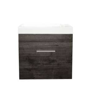 Qubist Wood Grain PVC Filmed – Wall Hung
  Vanity – Single Drawer – Dark Grey – 500mm | Q5025DG