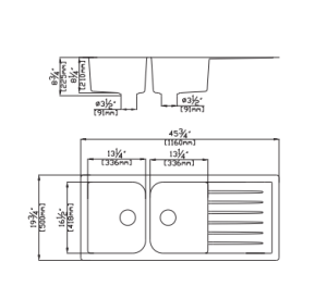 Quartz Top/Undermount Kitchen Sink –
  Double Bowl With Right Drainer – Matt Black – 1160x500x225mm | QKS1160D-MB