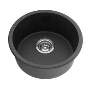 Quartz Top/Undermount Kitchen Round Sink
  – Single Bowl- Matt Black – 466x466x210mm | QKS4646-MB