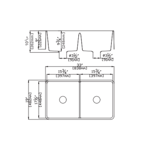 Quartz Butler Sink – Double Bowl – Matt  Black – 838x482x262mm | QKS8348D-MB