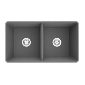 Quartz Butler Sink – Double Bowl – Matt  Grey – 838x482x262mm | QKS8348D-MG