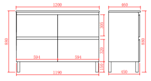 Riva PVC Floor Vanity – Four Drawers –
 Single Bowl – Gloss White – 1200mm | RIVA1200L