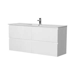 Riva PVC Wall Hung Vanity – Four Drawers
 – Single or Double Bowl – Gloss White – 1500mm | RIVA1521W