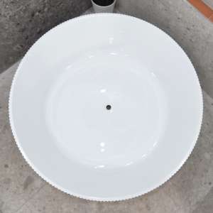 Brighton Groove Fluted Oval Freestanding
  Back to Wall Bathtub – Gloss White – No Overflow – 1500mm | SB780-1500GW