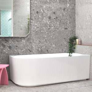 Brighton Groove Fluted Oval Freestanding
  – Right Corner Bathtub – Gloss White – No Overflow – 1500mm | SB784-R-1500GW