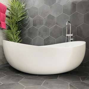 Wave Oval Wide Freestanding Bathtub –
  Gloss White – No Overflow – 1800mm | SB821-1800GW