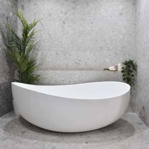 Wave Oval Wide Freestanding Bathtub –
  Matt White – No Overflow – 1800mm | SB821-1800MW