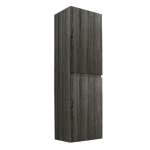 Qubist Wood Grain PVC Filmed – Tall Boy
 Vanity – Two Drawers – Dark Grey – 400mm | TB1350DG